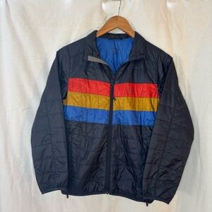 LL Bean Primaloft Packaway Puffer Jacket Youth M10-12 Navy Retro Colorblock